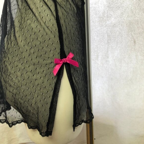 VICTORIA'S Secret Black & Pink Mesh Babydoll Chemise Size Small - Picture 5 of 9